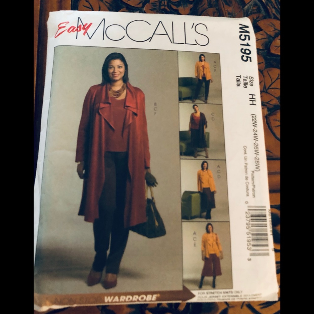 - Easy McCalls M5195 size 22W,24W,26W misses unlined jacket